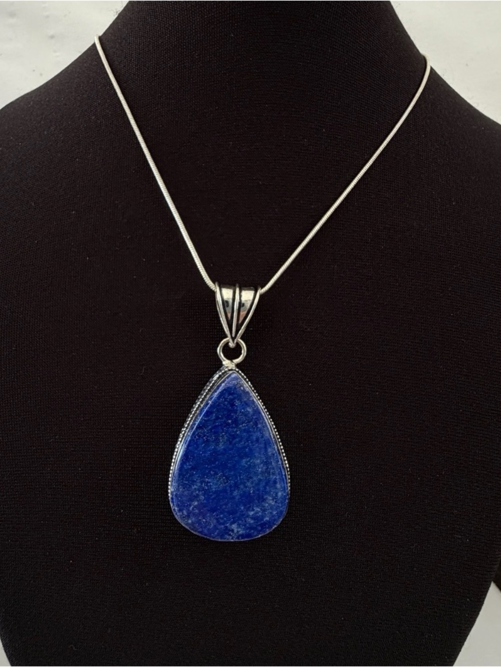 925 Sterling Silver Blue Lapis Lazuli Necklace Gemstone Jewelry Handmade